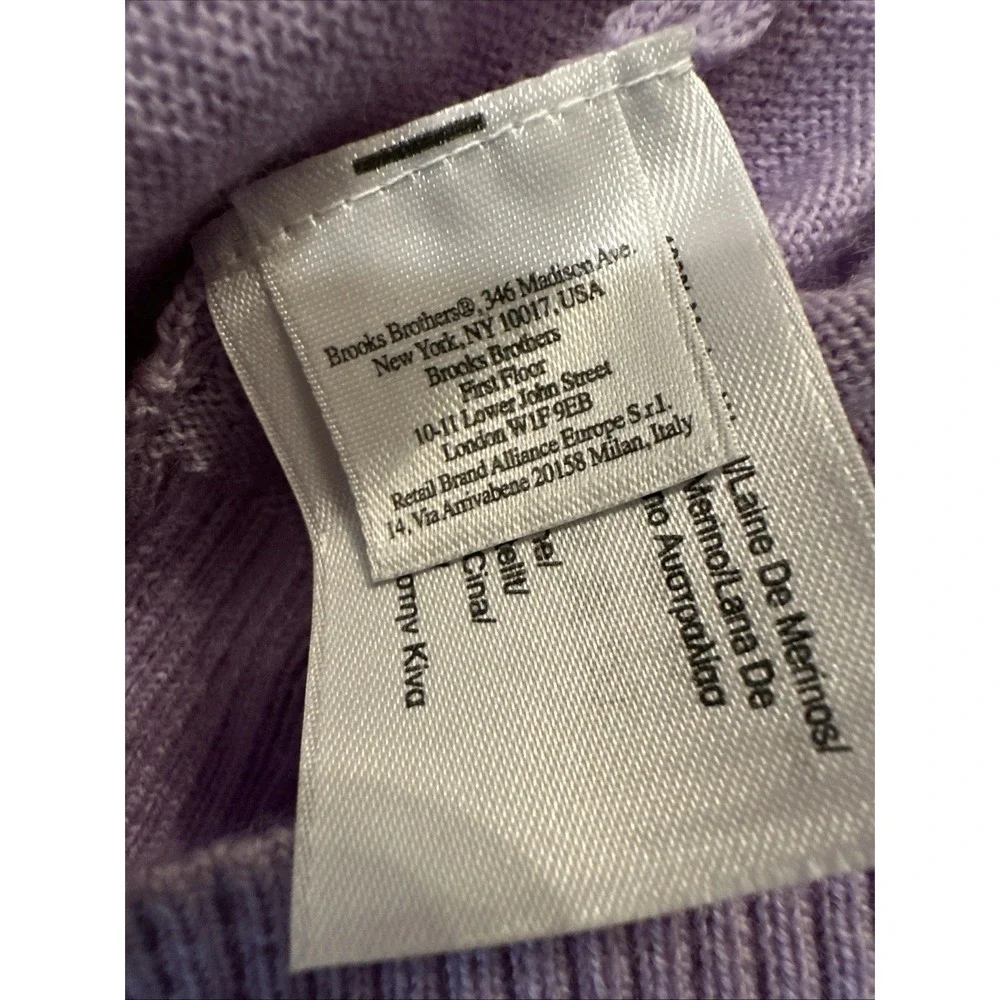 Brooks Brothers women's purple merino wool‎ ruffled V-neck sweater Size Medium
